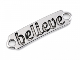 Zawieszka napis BELIEVE 10x40mm platyna