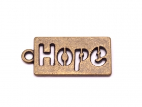 Zawieszka napis HOPE 11x23mm stary mosidz